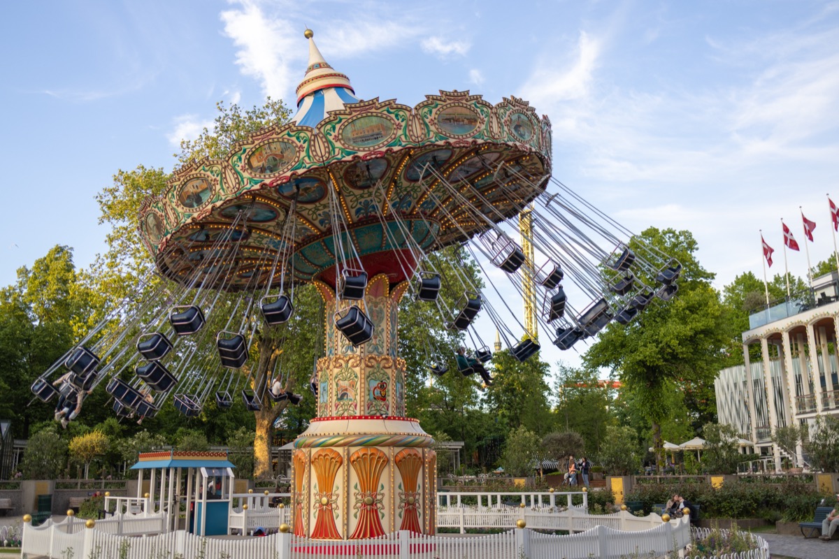 Chain carousel in the Tivoli Gardens in Copenhagen